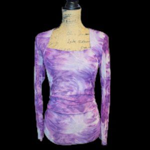 INC International Concepts Ruched Long Sleeve Top - M